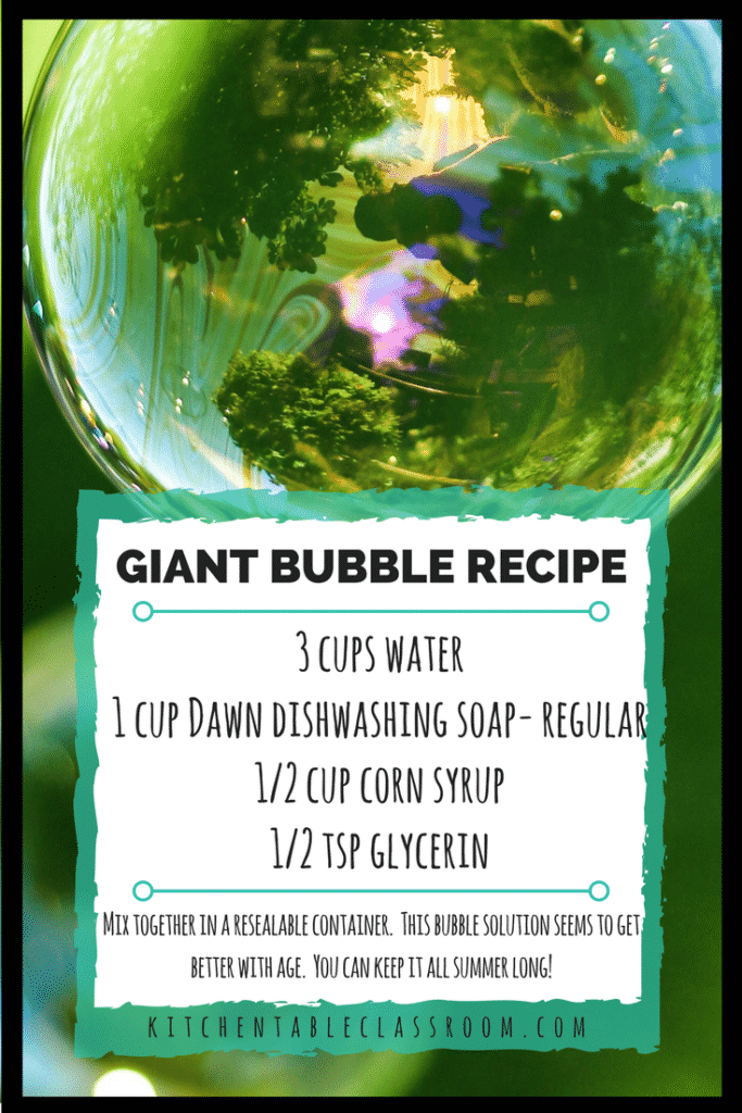 Bubble Recipe for DIY Homemade Giant Bubbles - The Kitchen Table Classroom