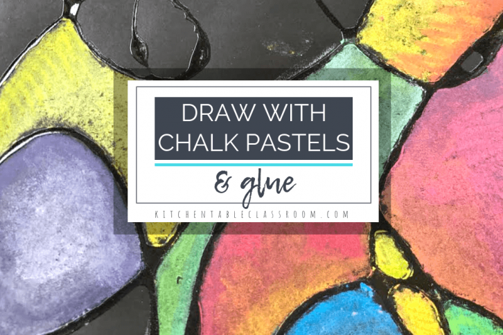 This glue and chalk pastel technique creates graphic outlines with glue and fills in the spaces with vibrant color from chalk pastels.