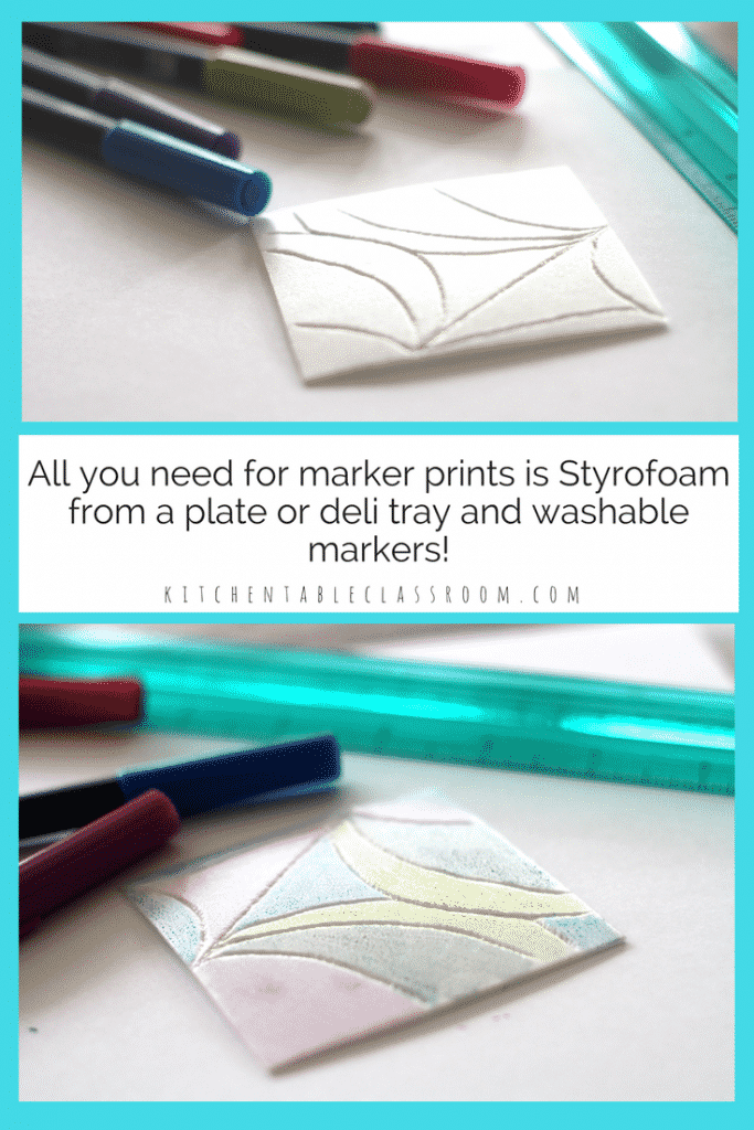  Marker prints are easy and the kids think they are magical. Chances are you have the supplies- all you need is a Styrofoam plate and some washable markers. Very little prep work is required, and the results are awesome! Use this one day printmaking method to explore a variety of subjects.