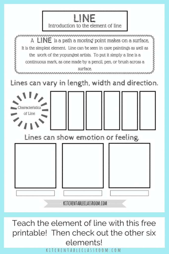 Learning about the different types of lines in art is a fun & easy place to start teaching about the element of line in art. Start with this free printable!