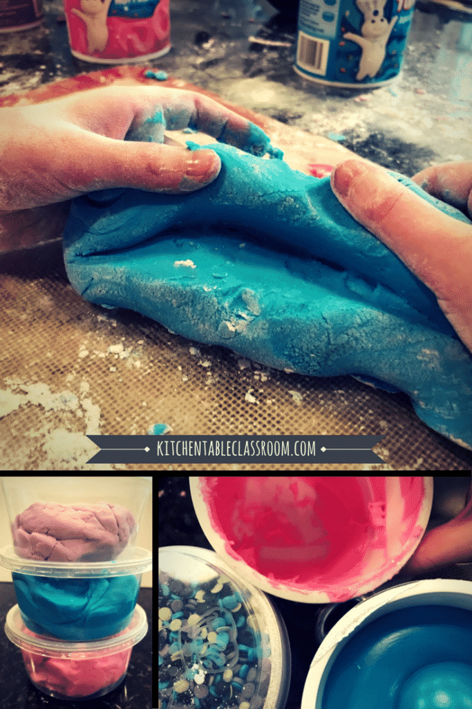 We've done lots of recipes for putty, slime, & dough at my house.  This DIY recipe for two ingredient edible play dough is a favorite!