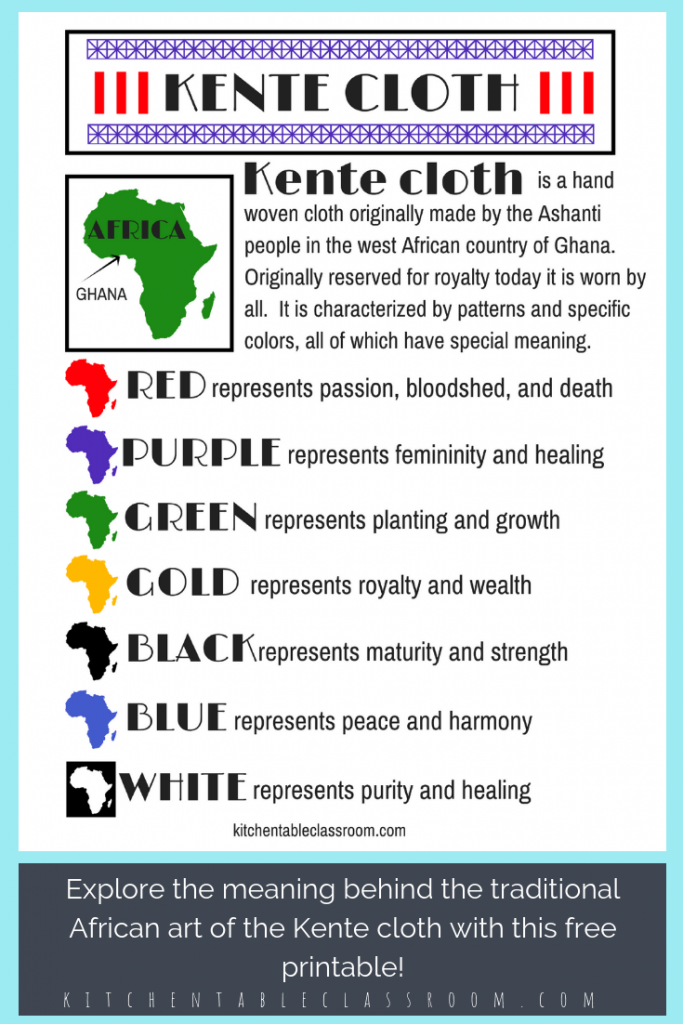 Explore the kente cloth meaning with this mixed media kente cloth art project and free printable resource.  Learn what a kente cloth is and it's importance!