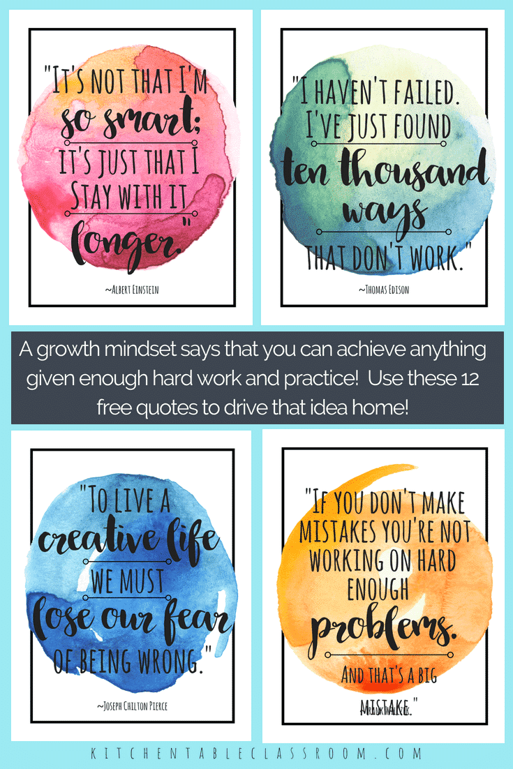 growth mindset quotes collage 2 - The Kitchen Table Classroom