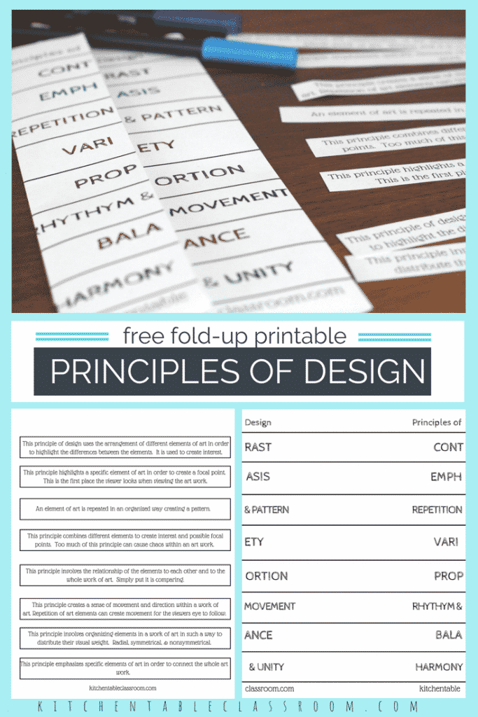 The principles of design in art are like tools artists use to create their work.Use this free fold up printable to introduce the principle of design in art. 