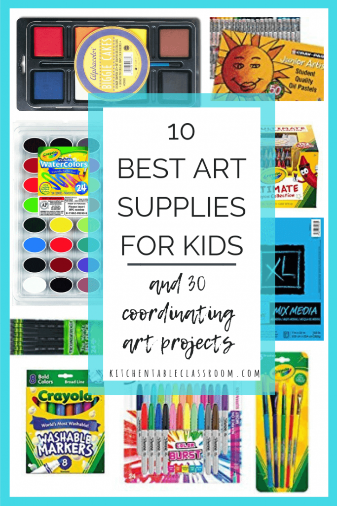 The best art supplies for kids don't need to be costly! Check out these ten best art supplies for kids plus 30 coordinating (free) art projects!