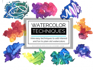 These nine new watercolor techniques for kids will bring new life to painting in watercolor for kids. Learn to paint watercolors in a whole new way!