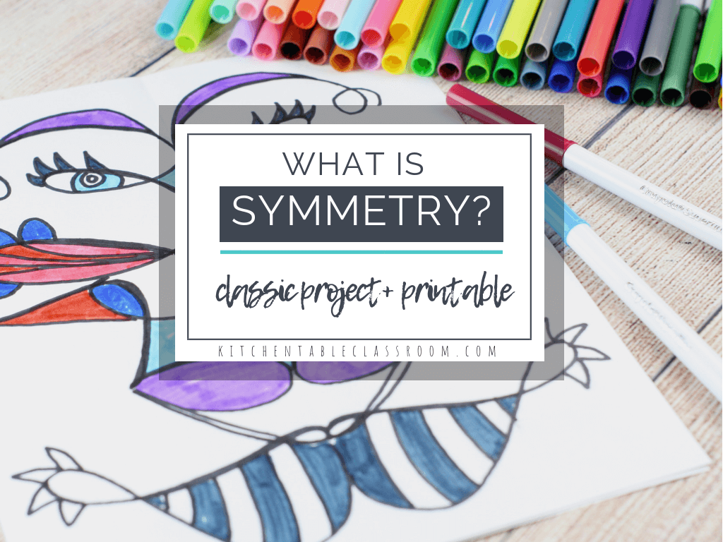 What is symmetry? Use this free printable to teach about the concept of symmetry in art.Then try the symmetrical name art project to drive the concept home!