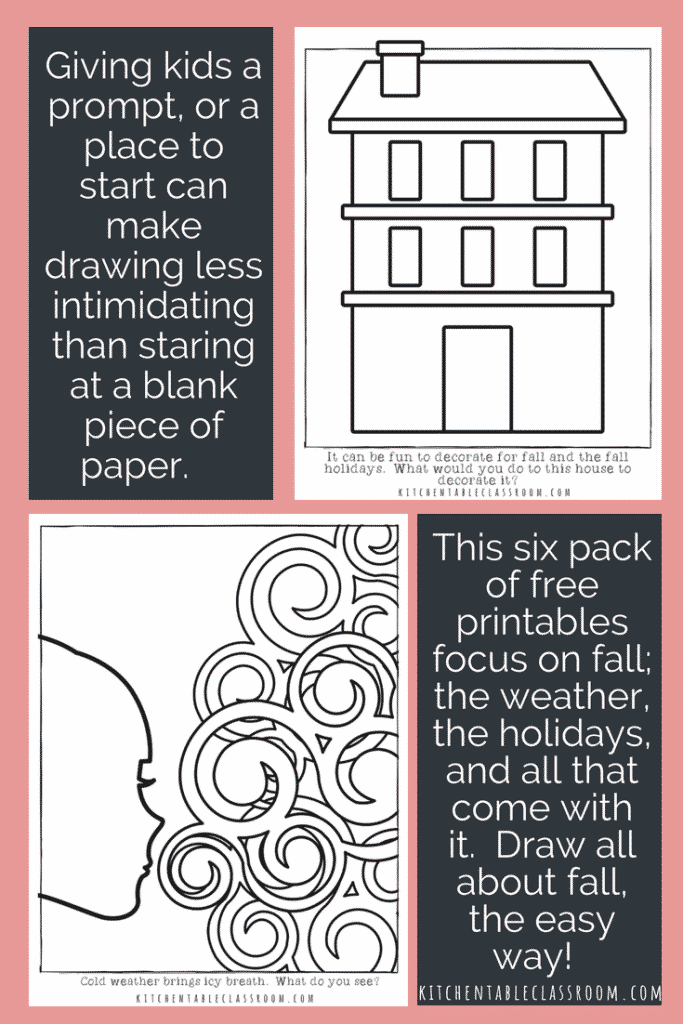 Sketchbook prompts are an easy way to give kids a place to start drawing.Don't be overwhelmed by a blank page. Check out these free printables for fall now!