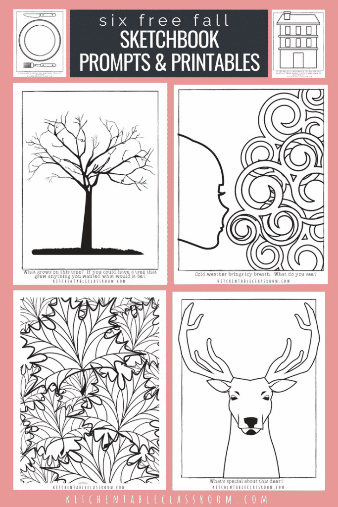Sketchbook prompts are an easy way to give kids a place to start drawing.Don't be overwhelmed by a blank page. Check out these free printables for fall now!
