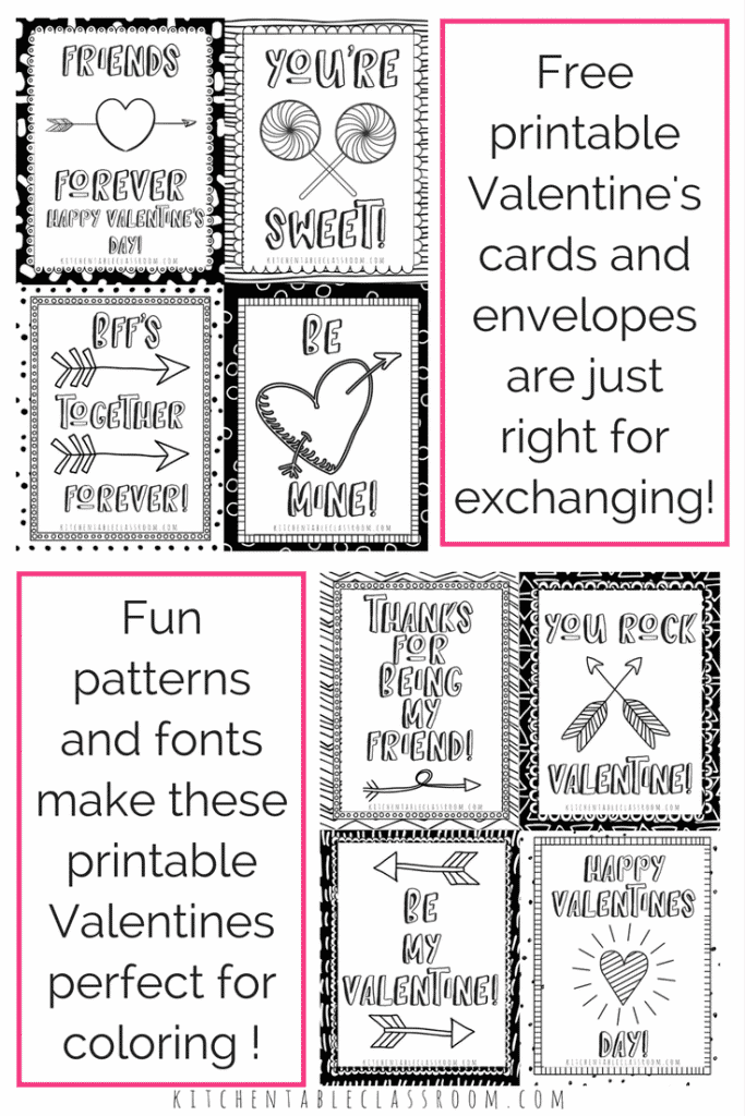 Printable Valentine Cards to Color The Kitchen Table Classroom