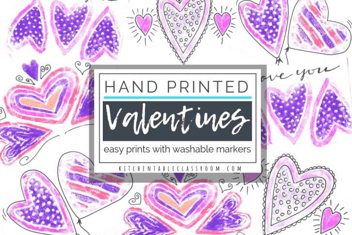 Need ideas for Valentines cards to make? This styrofoam and washable marker printing process makes for super easy DIY Valentines cards that are a cinch!