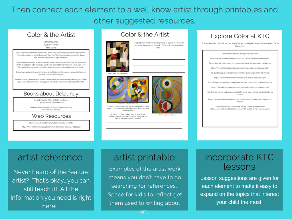 Artists and the Elements sales page collage 2 tiny - The Kitchen Table  Classroom
