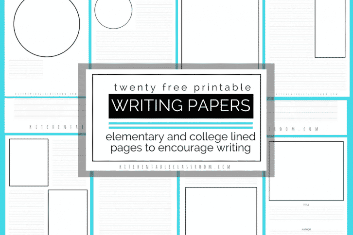 Twenty different versions of lined paper to print! Combine writing & drawing with this lined paper for kids that has a spot for drawing on every page!