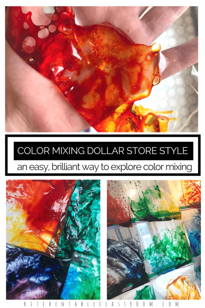 Color mixing is one of the things that can be explored at any age, any intensity, and over and over without getting stale. This quick color mixing exercise can be done with just a couple of supplies that are easy to find at the local dollar store- so you can try it today!