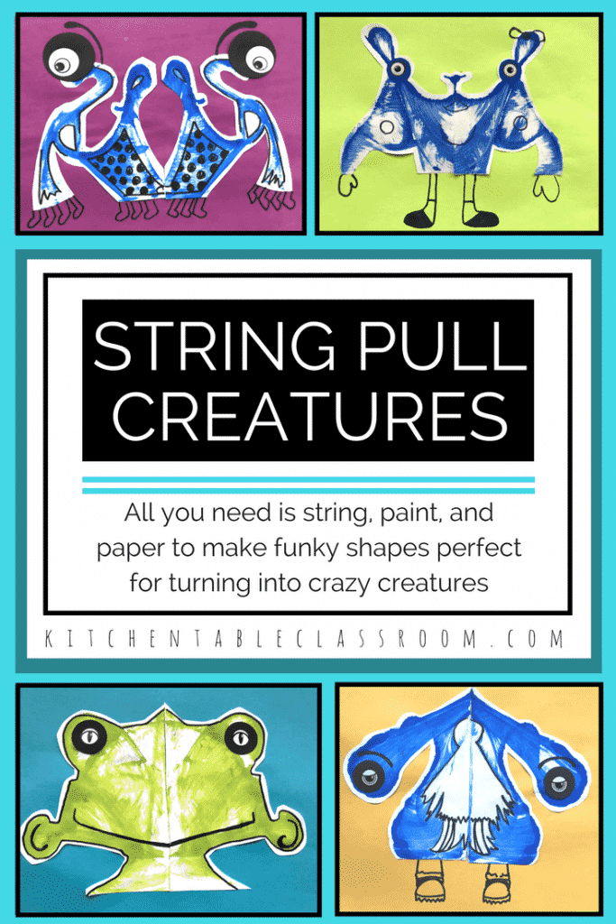 String pull art is about as process oriented as art gets. You get to make a few choices then it's all action and a bit of chance. These fun little creatures start by pulling a string but take it a bit further by adding some details to create some funky looking creatures.