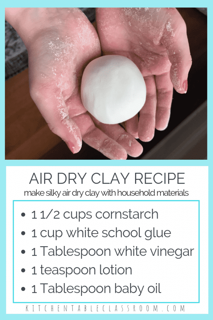 Use this easy DIY clay recipe to learn how to make air dry clay for kid's crafts. Household ingredients are all you need- no cooking or baking required!