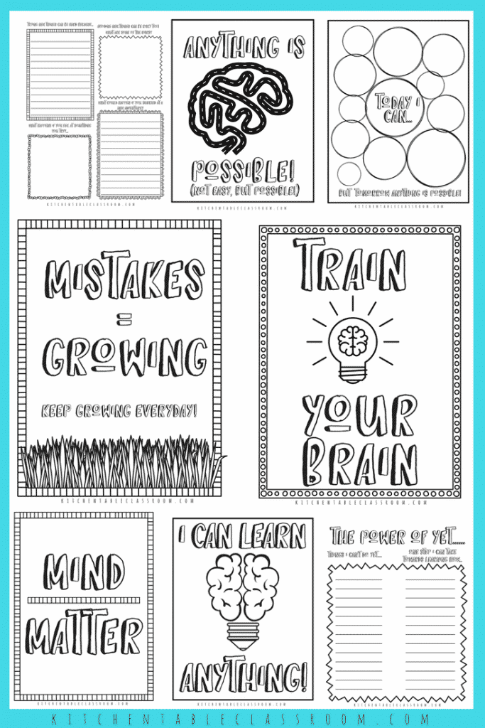 Growth mindset is a buzzword in parenting & education circles these days. Use this huge collection of free growth mindset resources to explore how this idea relates to your kids and your life. Free growth mindset printable book, sketchbook prompts, pretty quotes, and lunchbox notes all bring the growth mindset home!