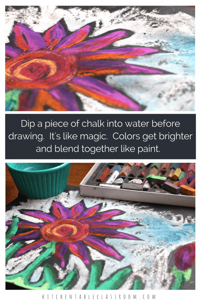 This wet chalk technique adds a new dimension of layering & blending colors to this drawing lesson. Add color to a still life, landscape or process art.