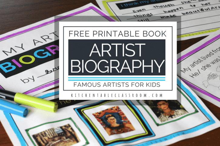 How do you study famous artists for kids? Use this free artist biography printable book to introduce your student to art history!