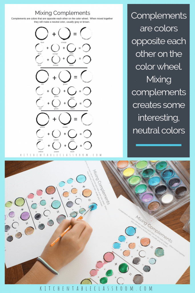 A color mixing chart for every occasion! Experiment with color mixing with primary colors, secondary colors, analogous, complements, values and more! 
