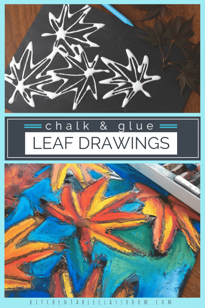 Learn how to draw a leaf then put those skills into action with this pastel chalk and glue leaf drawing done on black paper. Watch those colors pop!
