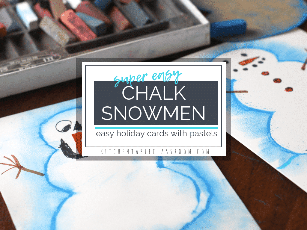 Try this chalk pastel technique to make a snowman drawing the easy way! This idea is a quick holiday project perfect for making Christmas cards and more!