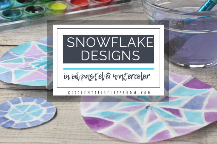 These pretty snowflake designs are easy to draw thanks to this simple fold & draw method. They perfectly showcase the oil pastel & watercolor resist method.