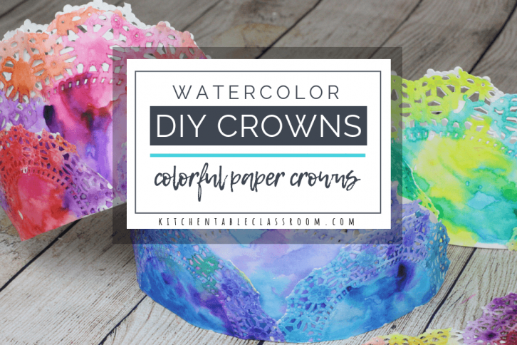 Make these colorful painted crowns perfect for any celebration or play date. All you need are doilies and watercolors for these DIY paper crowns.