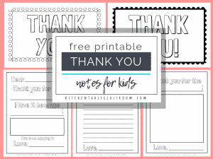 These free printable thank you cards for kids make writing thank you notes an easy habit for kids. FIve different thank you note templates for you to print.