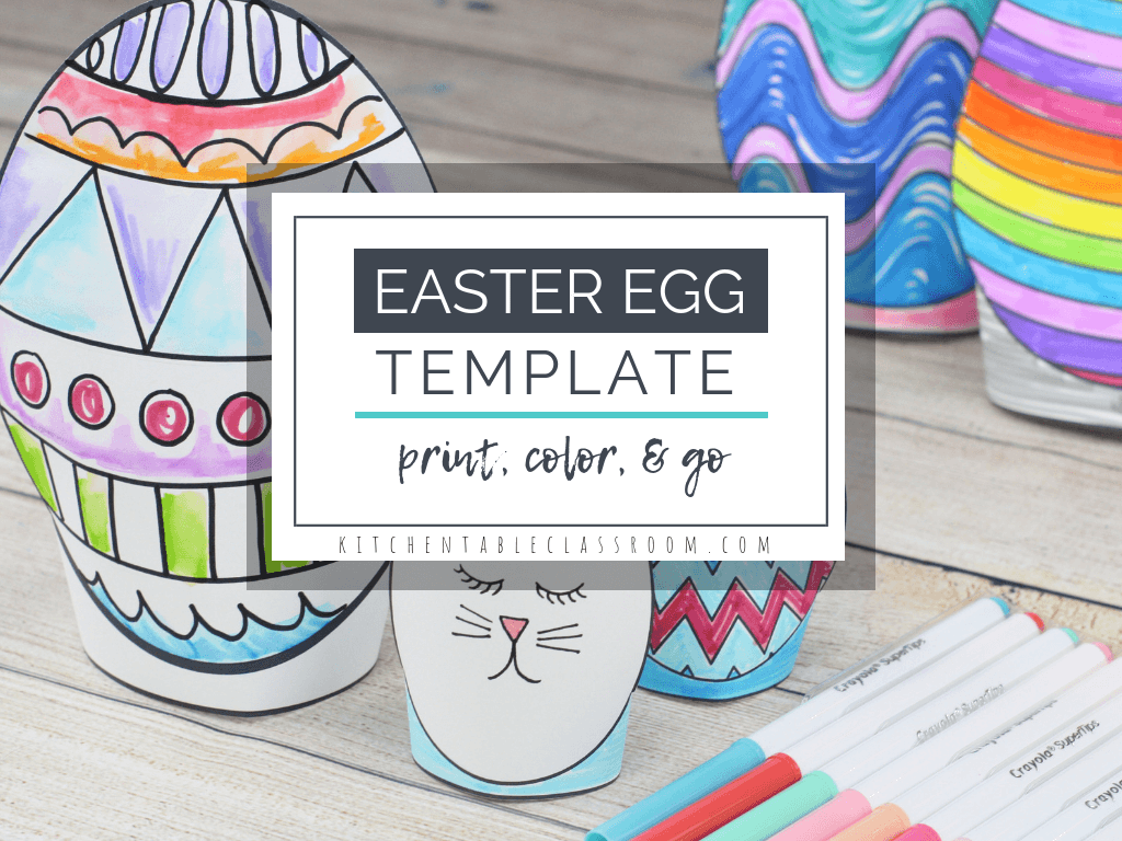 This Easter egg template set includes five different Easter egg printables in two different sizes. Print, cut and design these sweet stand up Easter eggs!