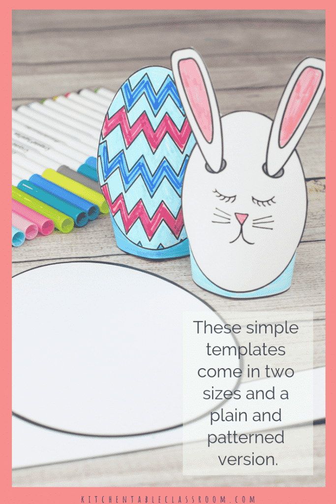 This Easter egg template set includes five different Easter egg printables in two different sizes. Print, cut and design these sweet stand up Easter eggs! 