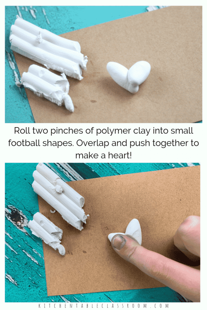 Make these colorful fingerprint charms with polymer clay. Perfect for a necklace or keychain- these heart charms make a perfect homemade gift! #kidscrafts