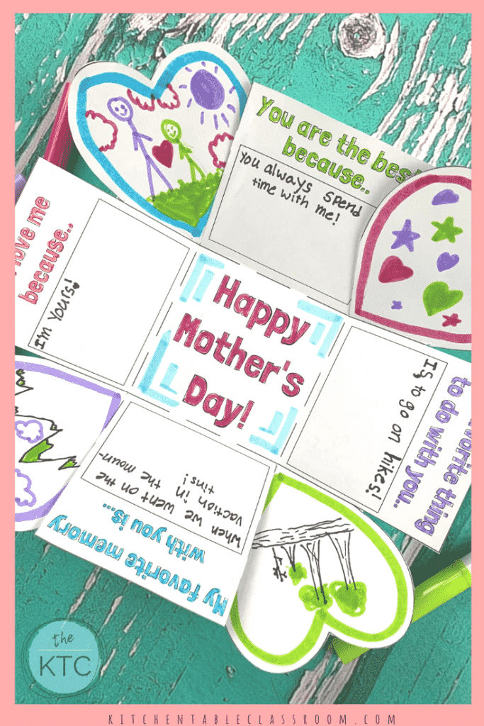 This Mother's Day card printable for kids prints on standard size paper, folds up into a tiny square, and has prompts for writing & drawing sweet memories!