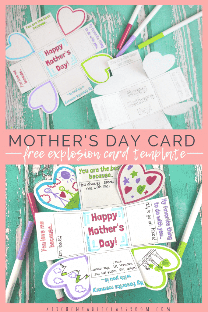 This Mother's Day card printable for kids prints on standard size paper, folds up into a tiny square, and has prompts for writing & drawing sweet memories!