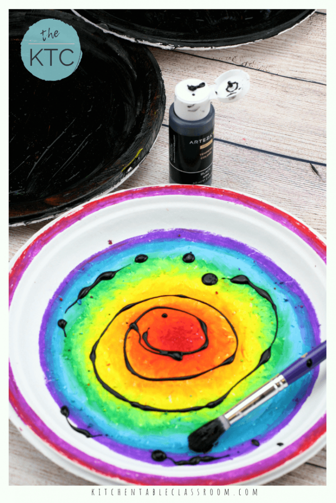 Make your own DIY scratch art with this simple paper plate mandala project.  Oil pastels and black tempera paint team up for a simple mandala that "pops!"
