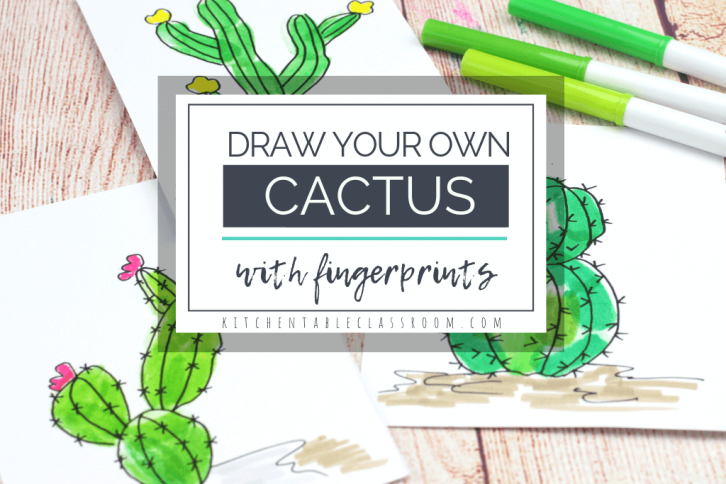 Create your own cactus drawing with washable marker fingerprints and a few fun doodles. All you need are washable markers for this easy kids drawing lesson!