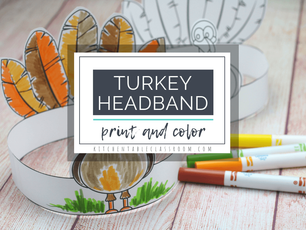 This free printble turkey crown is a fun and easy Thanksgiving craft that your little one will love wearing! #turkeycraft #Thanksgivingcraft #craftsforkids