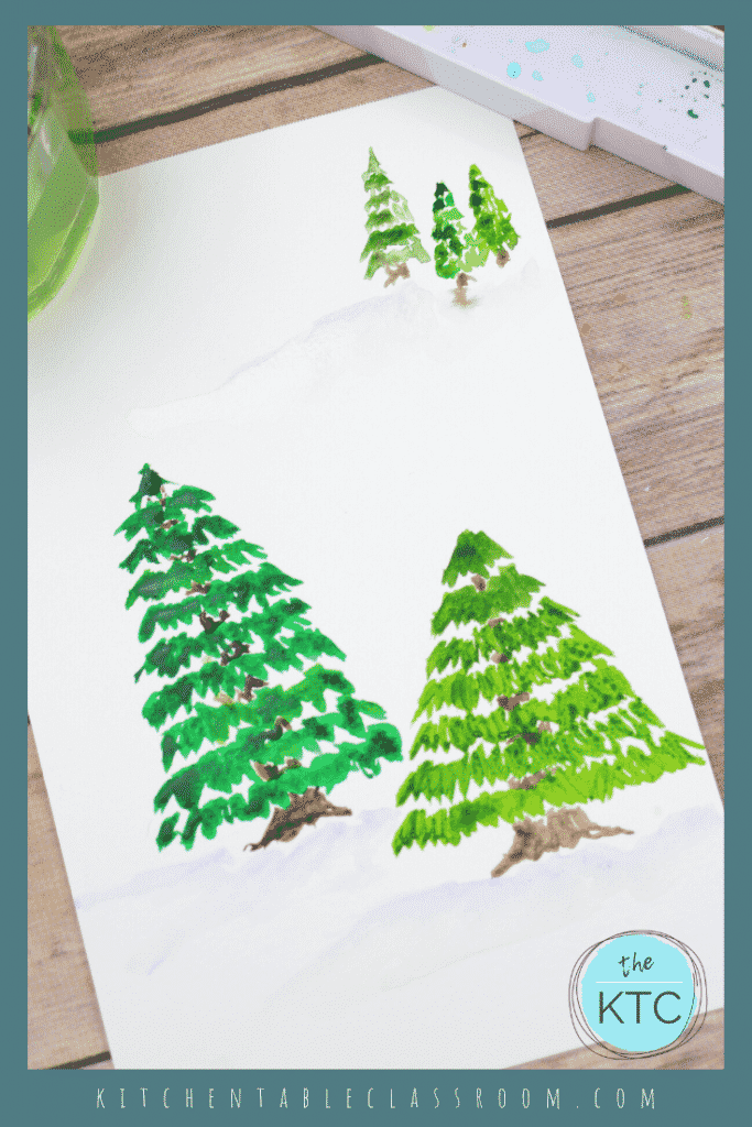 Use this step by step video tutorial create your own pine tree painting. Grab the watercolor paints and start painting! #paintingforkids #watercolorsforkids