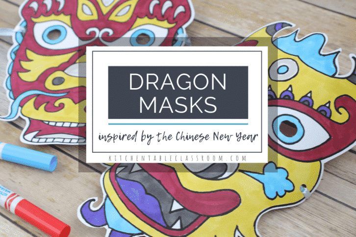 printable Chinese dragon masks to color