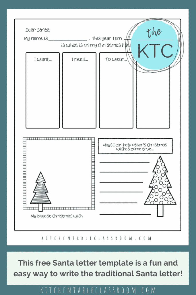 SImplify the Santa letter tradition with this Santa letter template- in two varieties!  Use the free printable letter to Santa template to print & color!