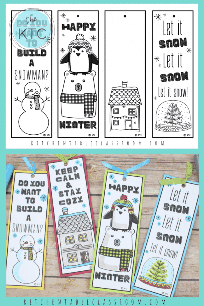 Winter Bookmarks to Print and Color The Kitchen Table Classroom