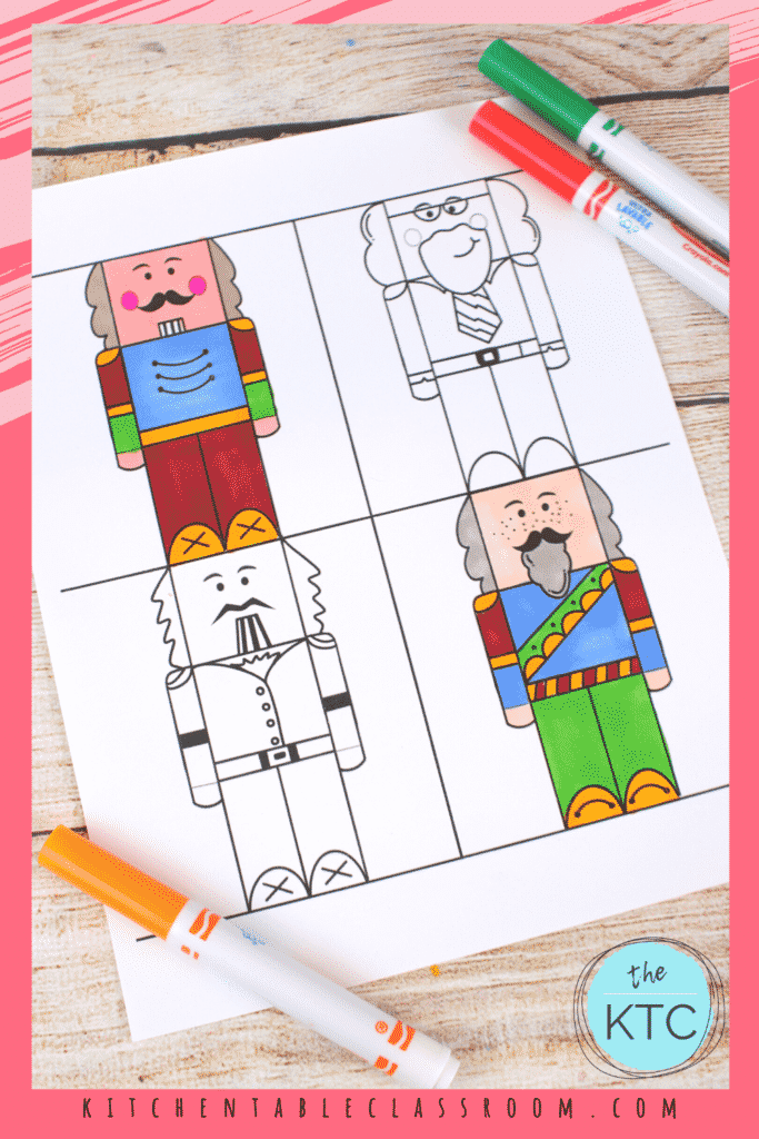 Four printable Nutcracker ornaments to print and color