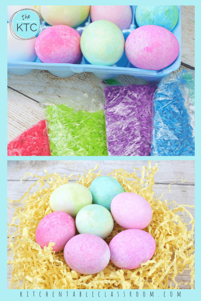 Use rice & food coloring to make rice dyed Easter eggs