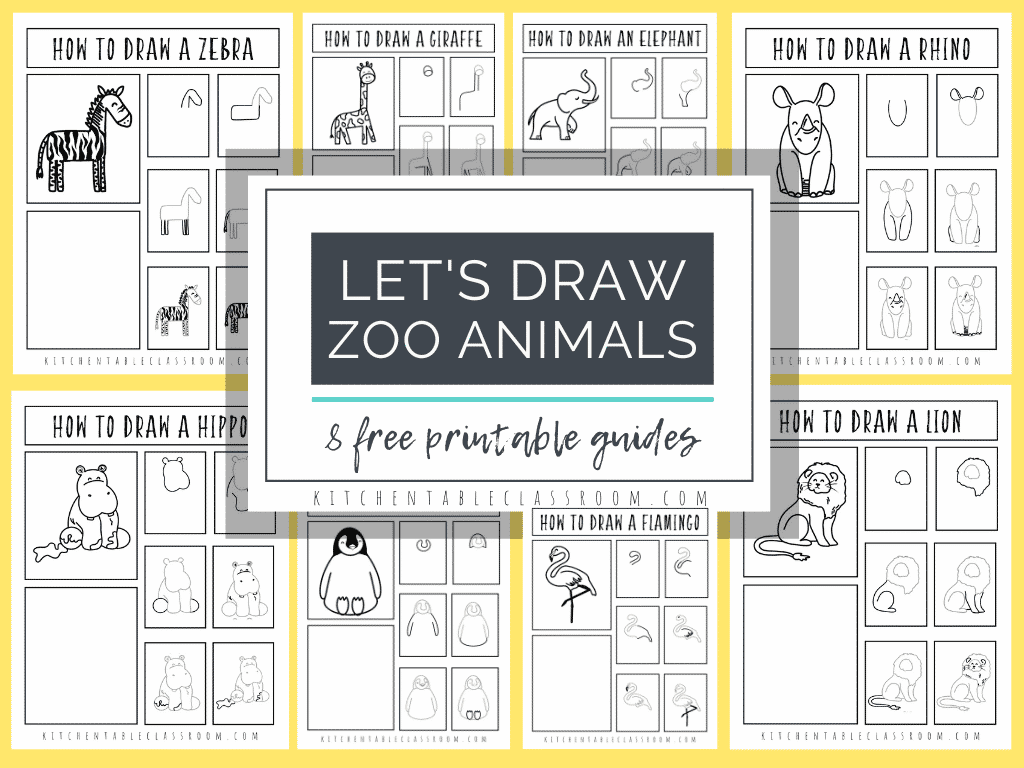 How to Draw Zoo Animals- 8 Free Drawing Tutorials - The Kitchen Table  Classroom