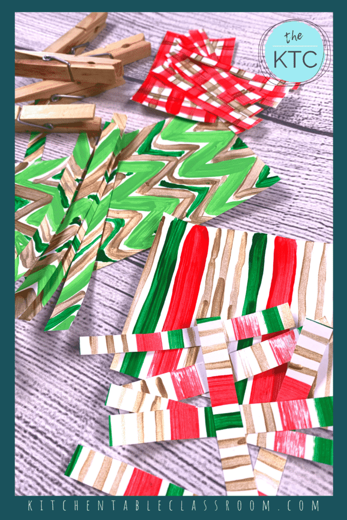 Use painted paper, scrapbook paper, or even up-cycled boxes or papers to create this simple paper Christmas tree craft!