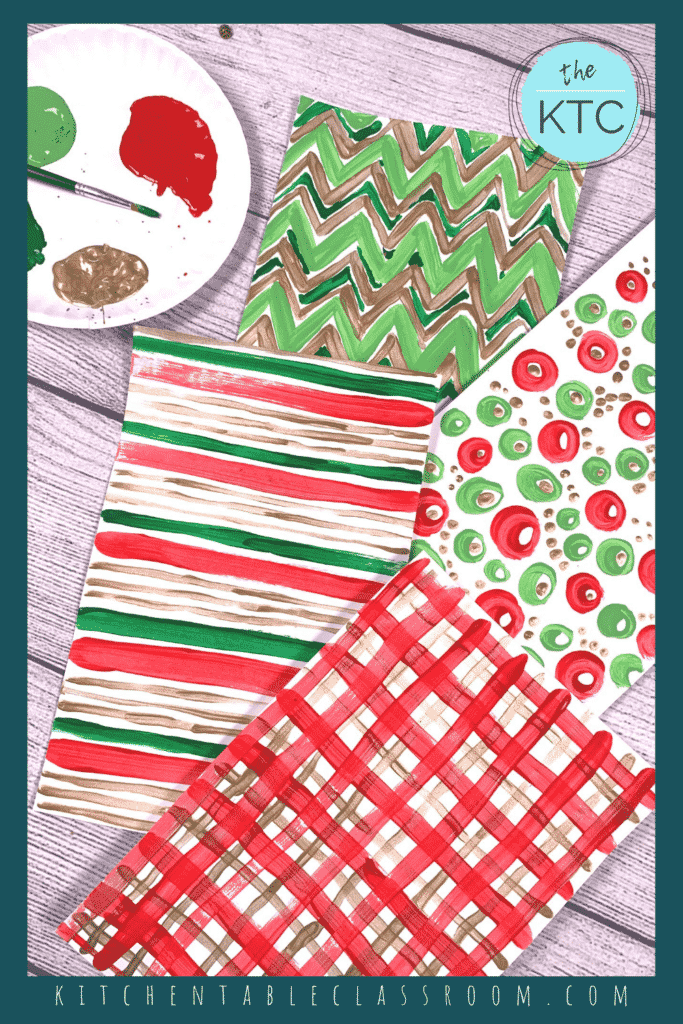 Why not paint your own patterned paper for this clothespin Christmas tree craft!