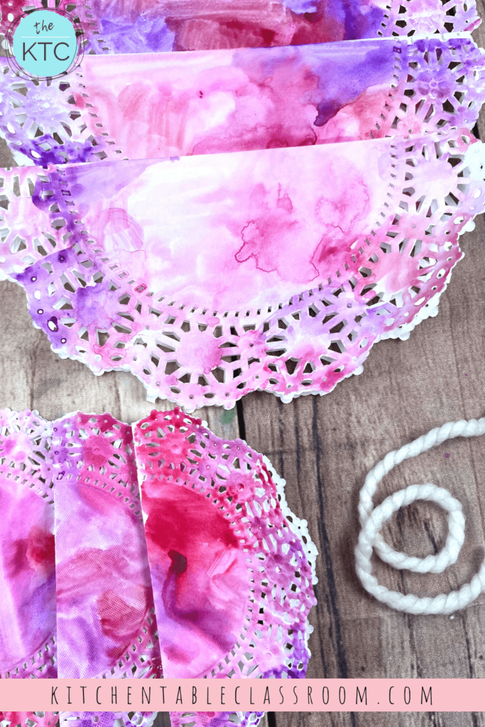 Make your own lacy bunting from paper doilies.