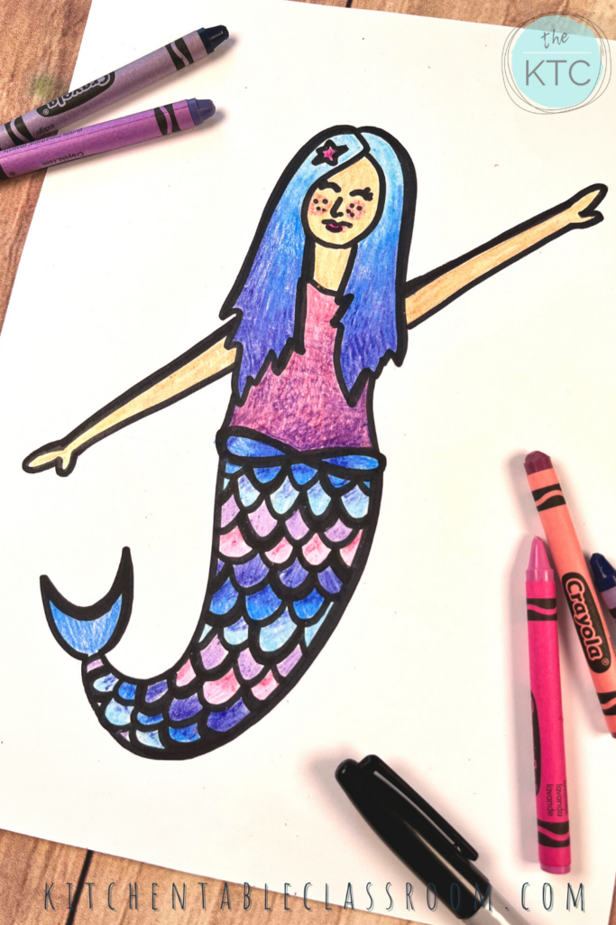 Easy to draw mermaids are the goal with this mermaid drawing guide for kids!