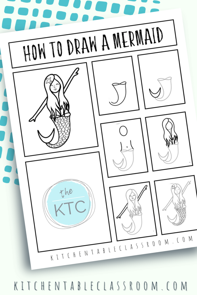 Drawing a mermaid is easy when you break it down into a series of simple steps & this free printable!