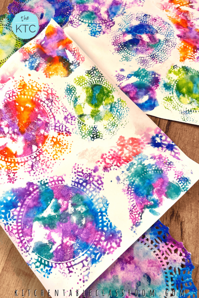 Use doilies and washable markers for this easy printmaking process for kids.